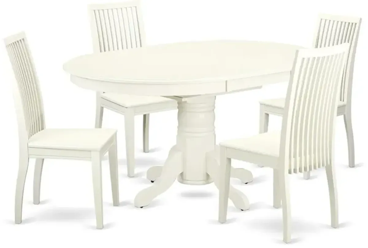Dining Room Set Linen White, AVIP5-LWH-W