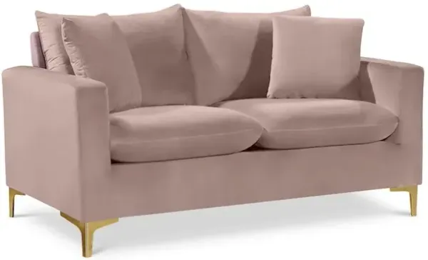Meridian Furniture Naomi Pink Velvet Loveseat