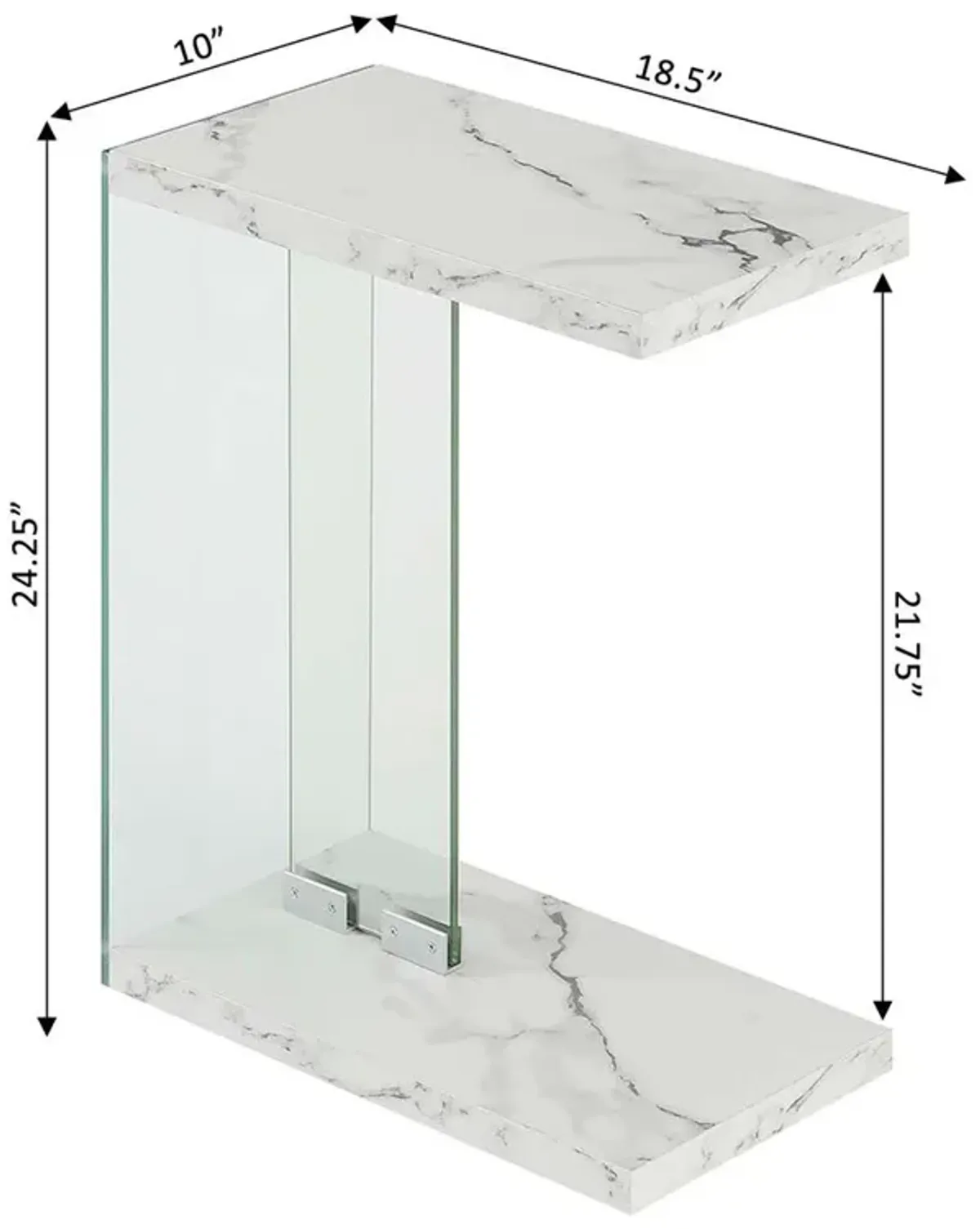 Convenience Concepts SoHo C End Table, White Faux Marble/Glass