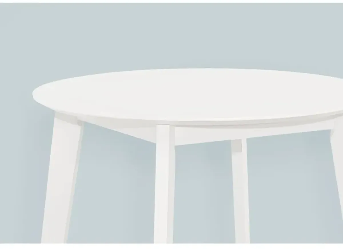 Monarch Specialties I 1321 - Dining Table, 30" Round, Small, Kitchen, Dining Room, White Veneer, Wood Legs, Transitional