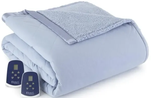 Shavel Micro Flannel Heating Technology Luxuriously Soft Solid Sherpa Electric Blanket - Full 72x84" - Ivory