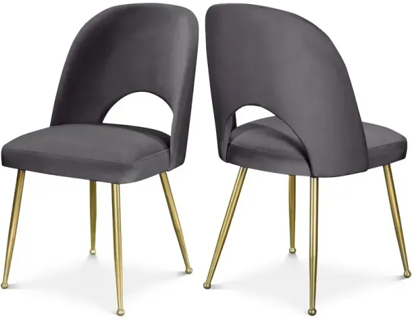 Meridian Furniture Logan Grey Velvet Dining Chair, Set of 2