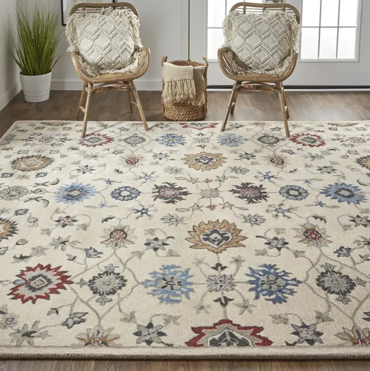 Rylan 8641F Ivory/Blue/Tan 5' x 8' Rug