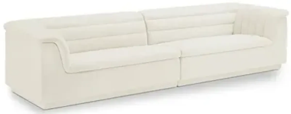 Meridian Furniture Cascade Cream Velvet Fabric Modular Sofa