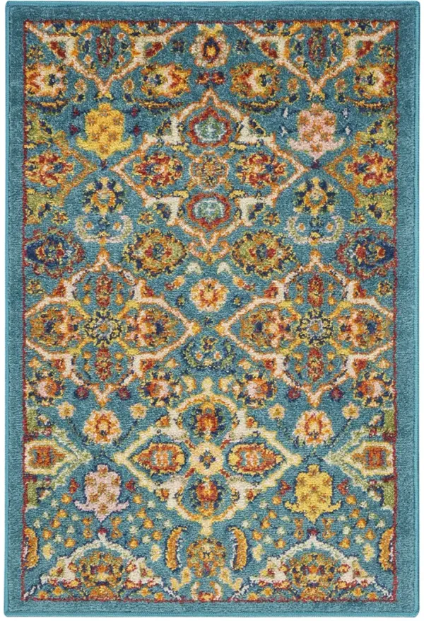 Allur ALR03 Turquoise/Ivory 2' x 3' Rug