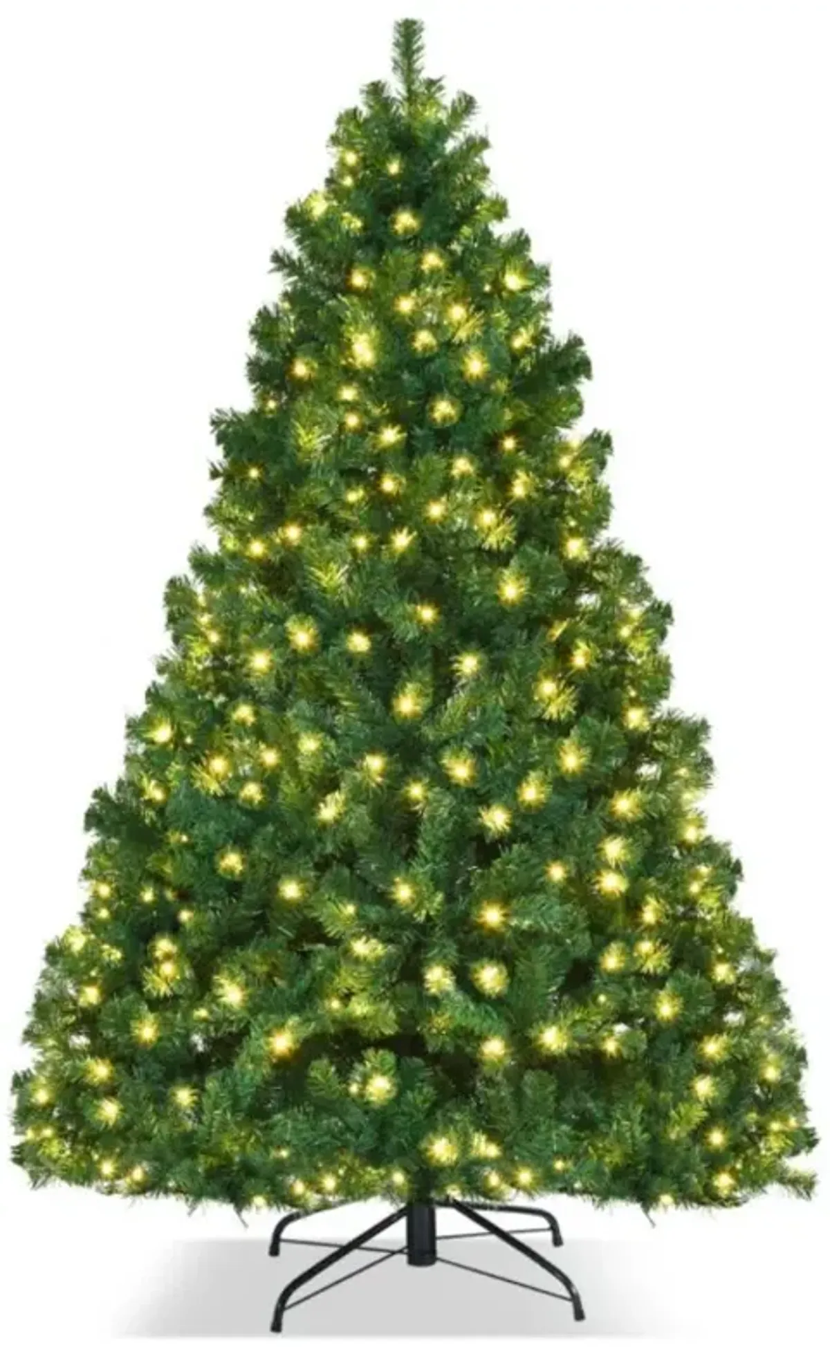 Hivvago 7/7.5/8 Feet Pre-lit Artificial Natural Christmas Tree with LED Lights