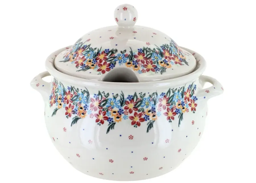 Blue Rose Polish Pottery Autumn Burst Large Soup Tureen