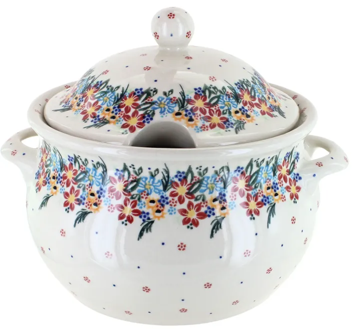 Blue Rose Polish Pottery Autumn Burst Large Soup Tureen