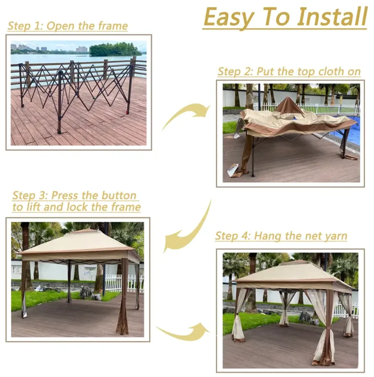 Streamdale Pop-Up Gazebo with Netting, 11x11FT, 2-Tier