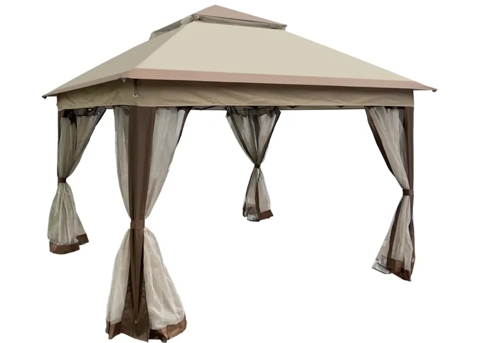 Outdoor 11X 11FT Pop Up Gazebo Canopy With Removable Zipper Netting, 2-Tier