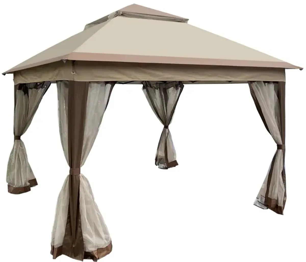 Outdoor 11X 11FT Pop Up Gazebo Canopy With Removable Zipper Netting, 2-Tier