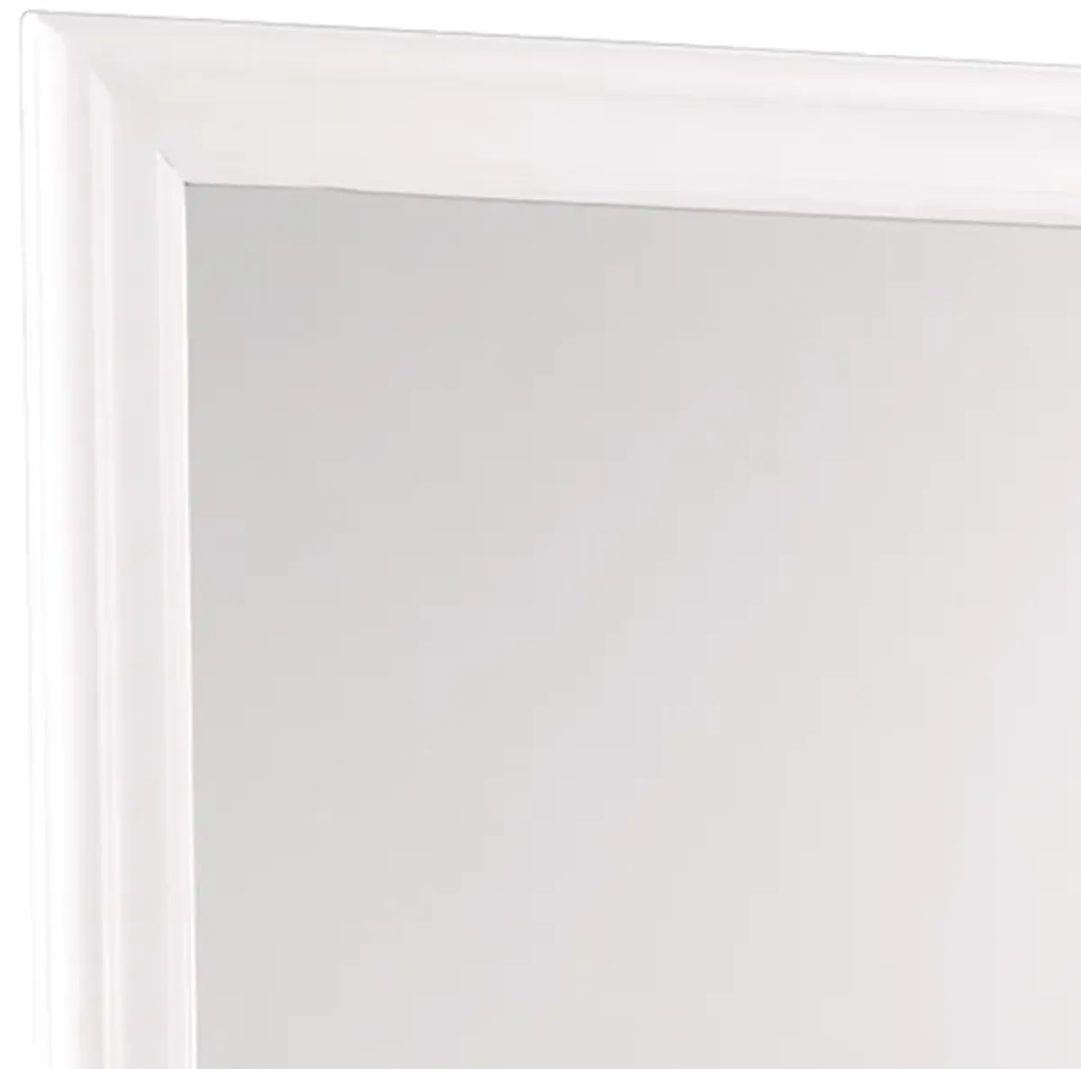 Transitional Square Mirror with Wooden Encasing and Convex Edges, White-Benzara