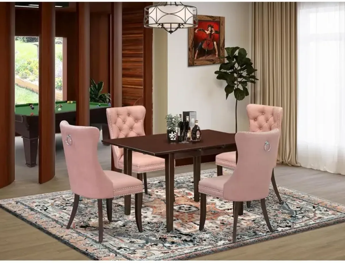 5 Piece Dining Set Consists of a Rectangle Wooden Table with Butterfly Leaf