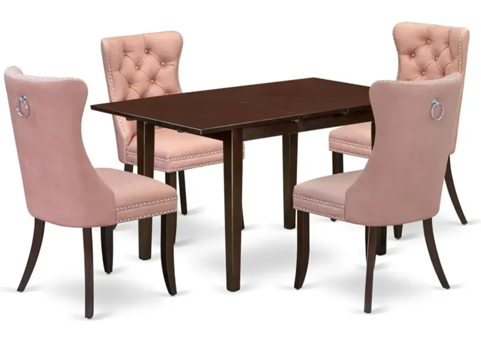 5 Piece Dining Set Consists of a Rectangle Wooden Table with Butterfly Leaf