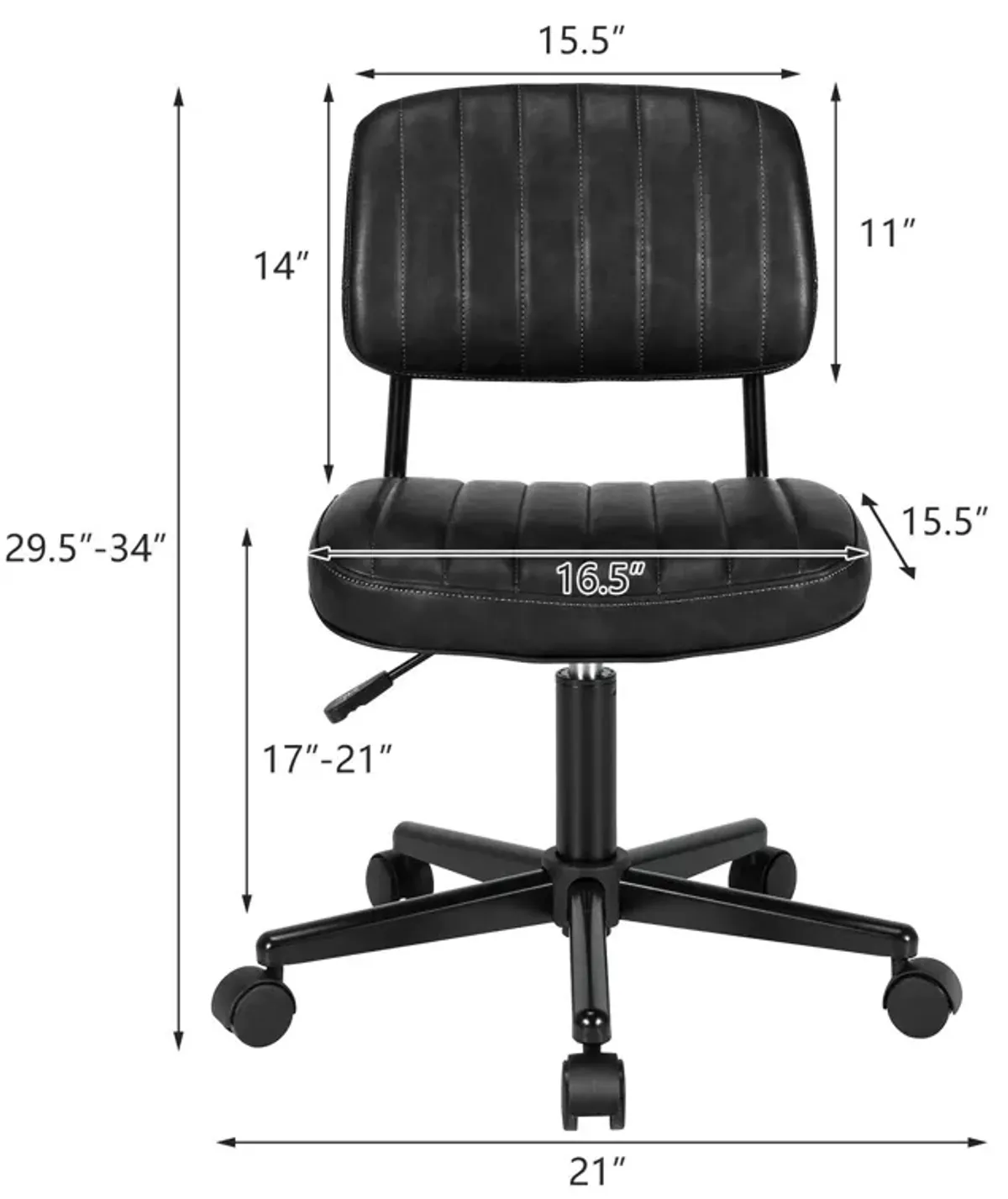 PU Leather Adjustable Office Chair  Swivel Task Chair with Backrest