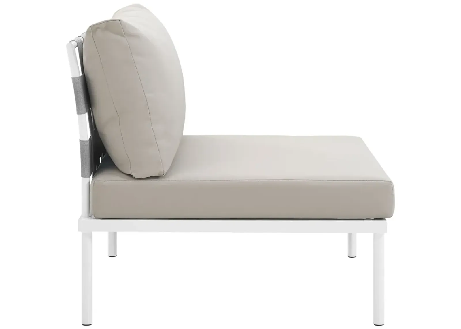 Harmony Armless Outdoor Patio Aluminum Chair - White Beige