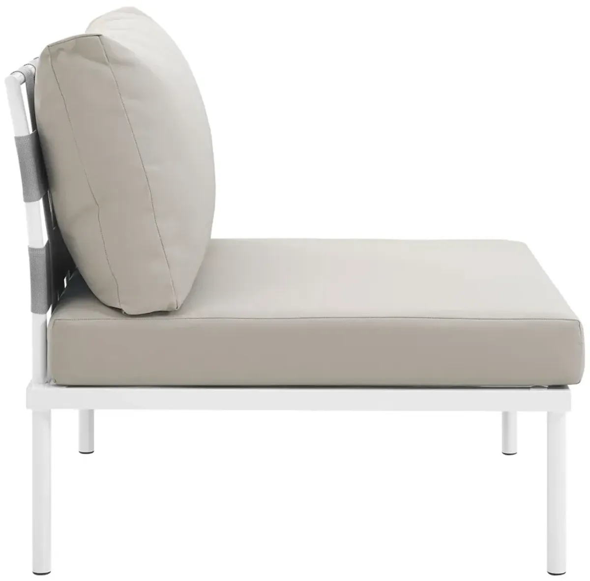 Harmony Armless Outdoor Patio Aluminum Chair - White Beige