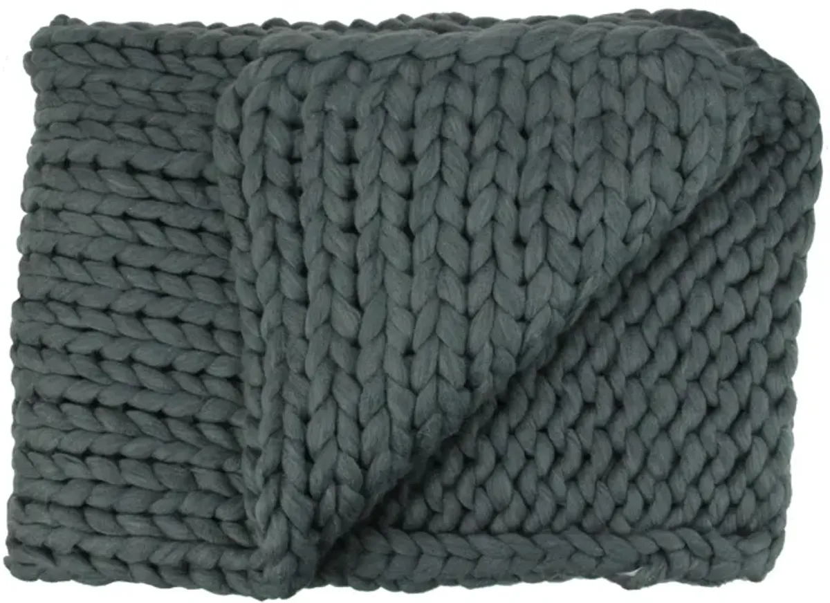 Smokey Gray Cable Knit Plush Throw Blanket 50" x 60"