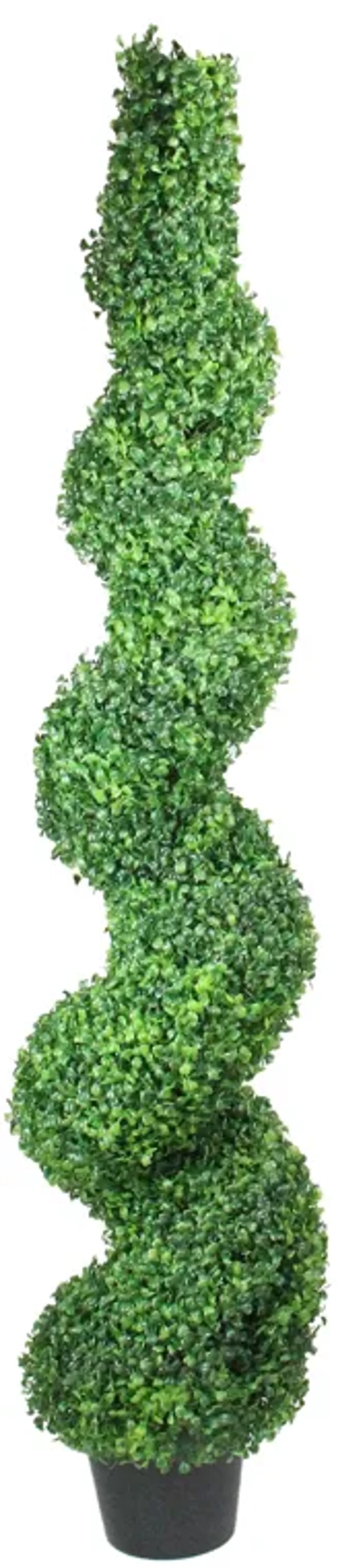 5' Potted Two Toned Artificial Spiral Boxwood Garden Topiary