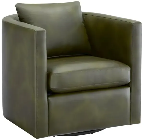 Sheldon Fern Green Faux Leather Swivel Barrel Chair