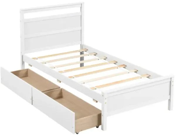Hivvago Wooden Bed Frame with 2 Drawers for Teens and Adults
