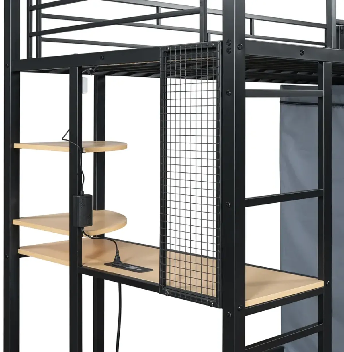 Merax Metal Loft Bed with Storage  and Wardrobe