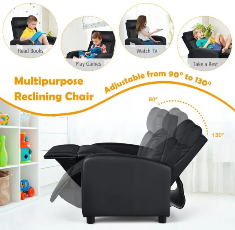 Ergonomic PU Leather Kids Recliner Lounge Sofa for 3-12 Age Group