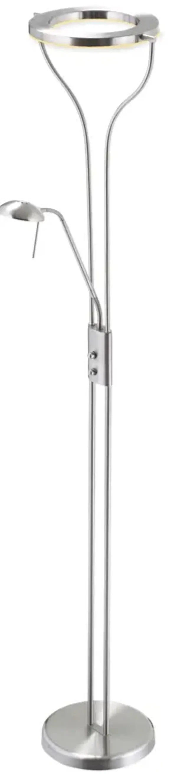 Silver Modern Lighting: LED Floor Lamp with Adjustable Height and Shade