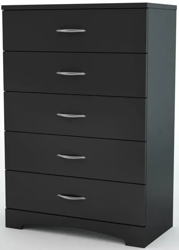 Modern 5-Drawer Bedroom Chest in Wood Finish for Clothes and Storage Organization