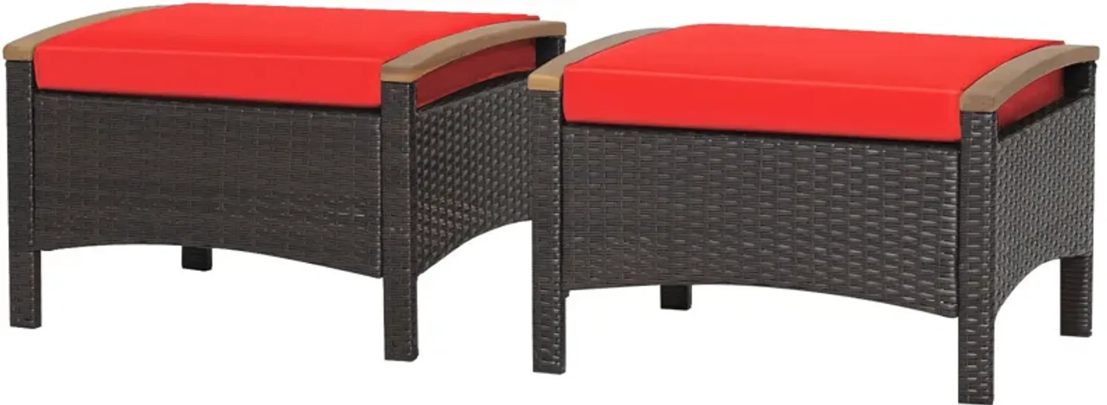 Set of 2 Fade-Resistant Wicker Patio Ottoman