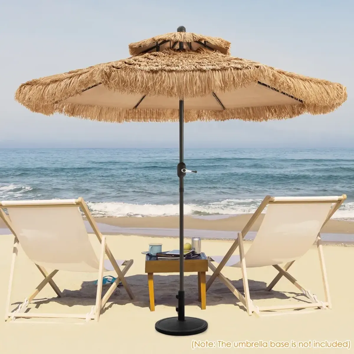 9-Foot Thatched Tiki Umbrella with 8 Sturdy Ribs for Backyard and Patio