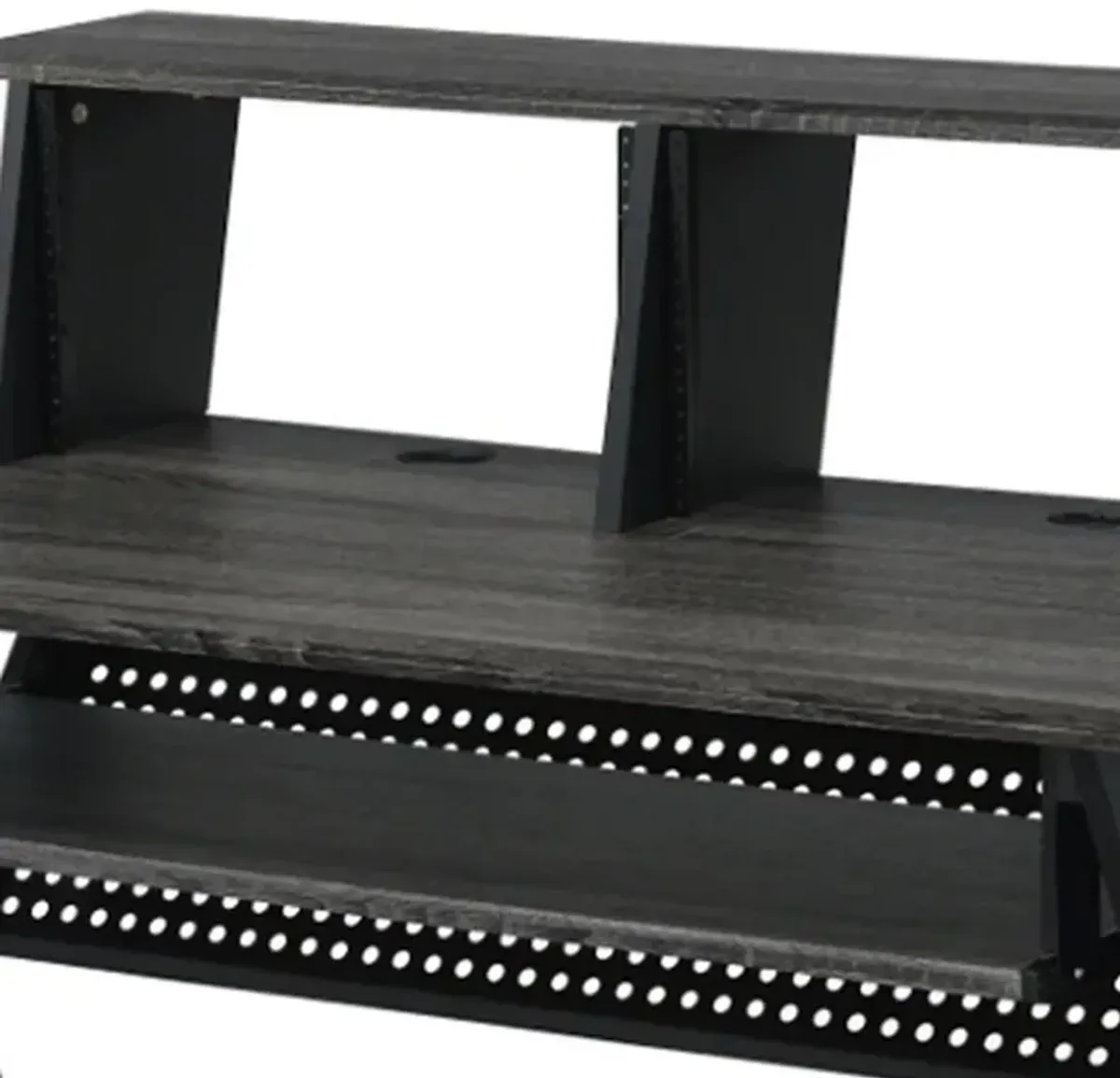 Tin 47 Inch Wood Music Desk Studio Station, Keyboard Tray, Shelves, Gray-Benzara