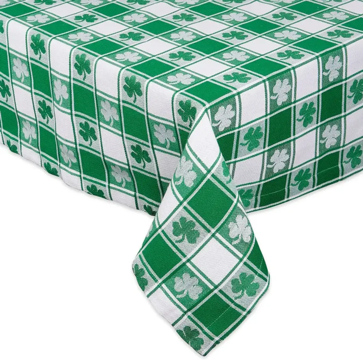 Green and White Shamrock St. Patrick's Day Rectangular Tablecloth 60" x 84"