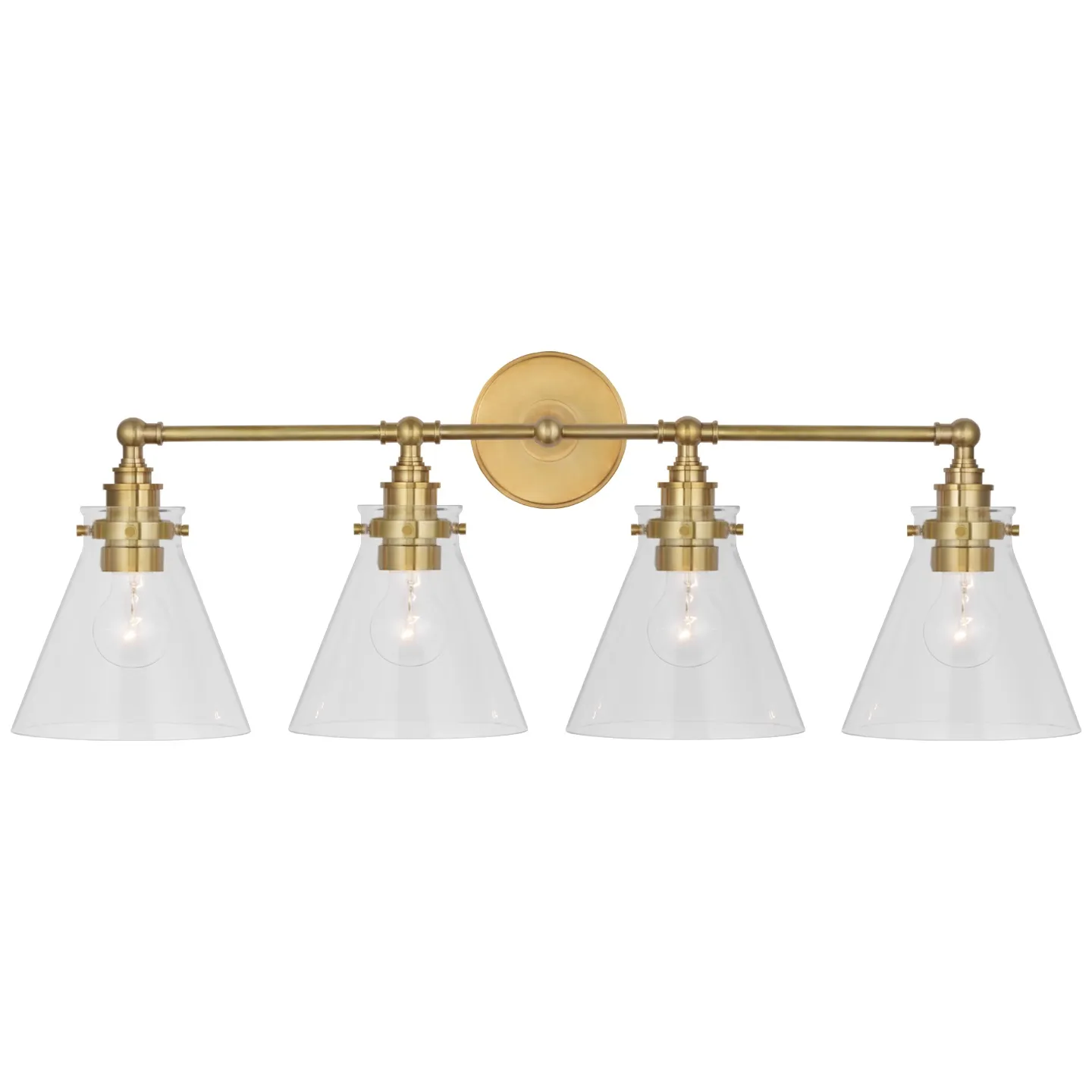 Parkington 32" Four Light Bath Bar in Antique-Burnished Brass with Clear Glass