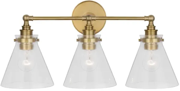 Parkington 32" Four Light Bath Bar in Antique-Burnished Brass with Clear Glass