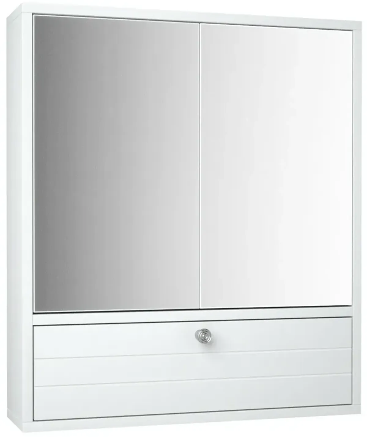 Double Door Wall-Mounted Bathroom Mirrored Medicine Cabinet-White