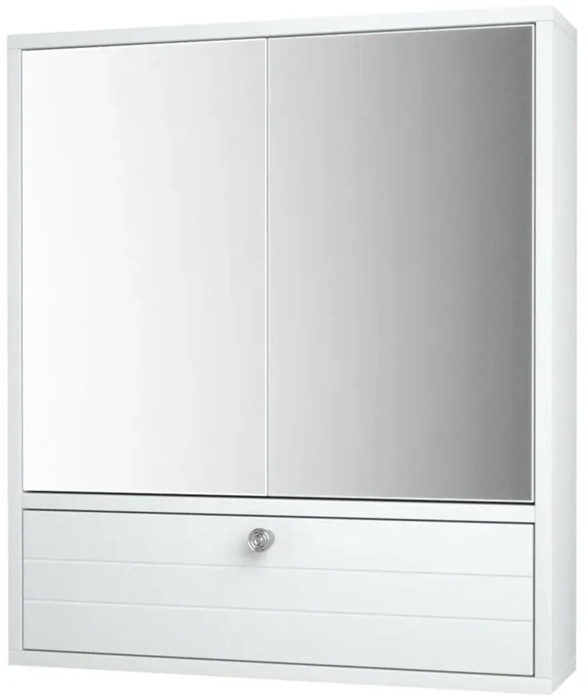 Double Door Wall-Mounted Bathroom Mirrored Medicine Cabinet-White