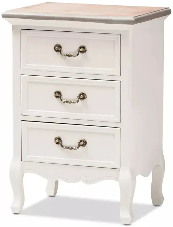 Baxton Studio  White Finished Wood 3-Drawer Nightstand