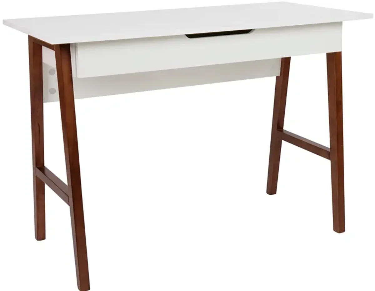 Flash Furniture Darla Computer Desk - White Home Office Desk with Storage Drawer - 42" Long Writing Desk for Bedroom