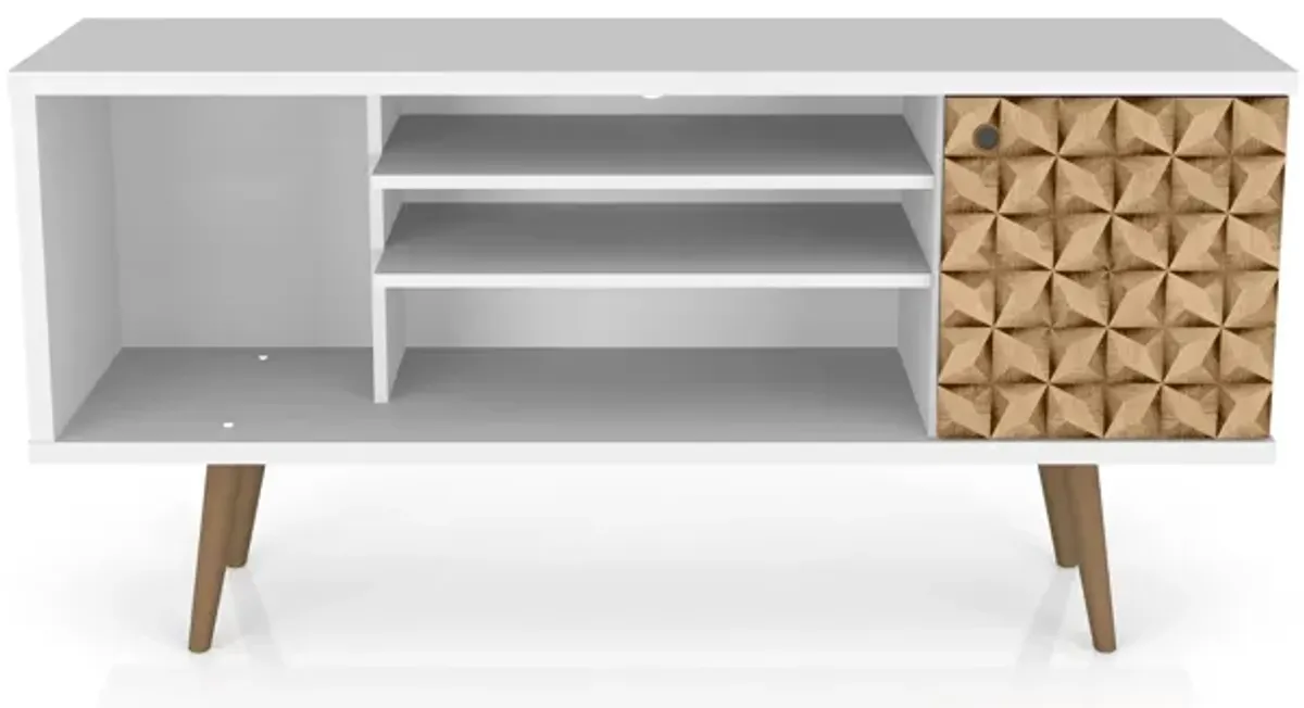 Liberty Medium TV Stand in White and Brown Pattern