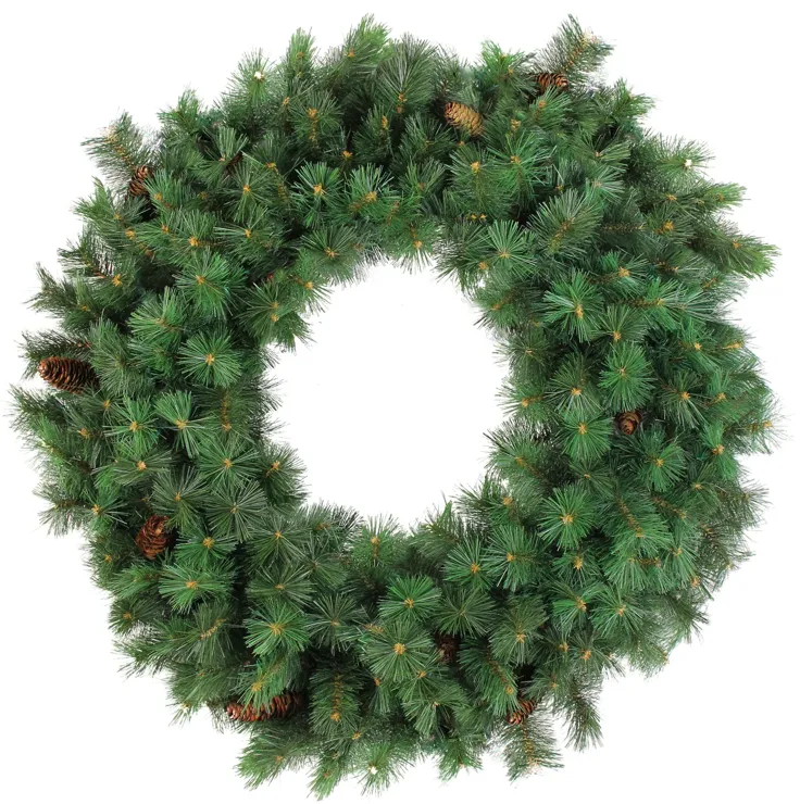 Green Royal Oregon Pine Artificial Christmas Wreath with Pinecones  48-Inch  Unlit