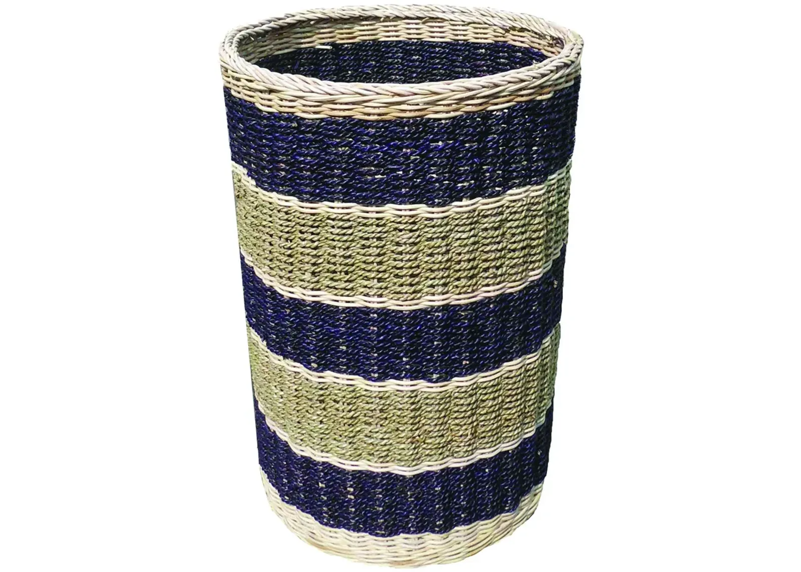 Abaca Stripe Round Tall Basket