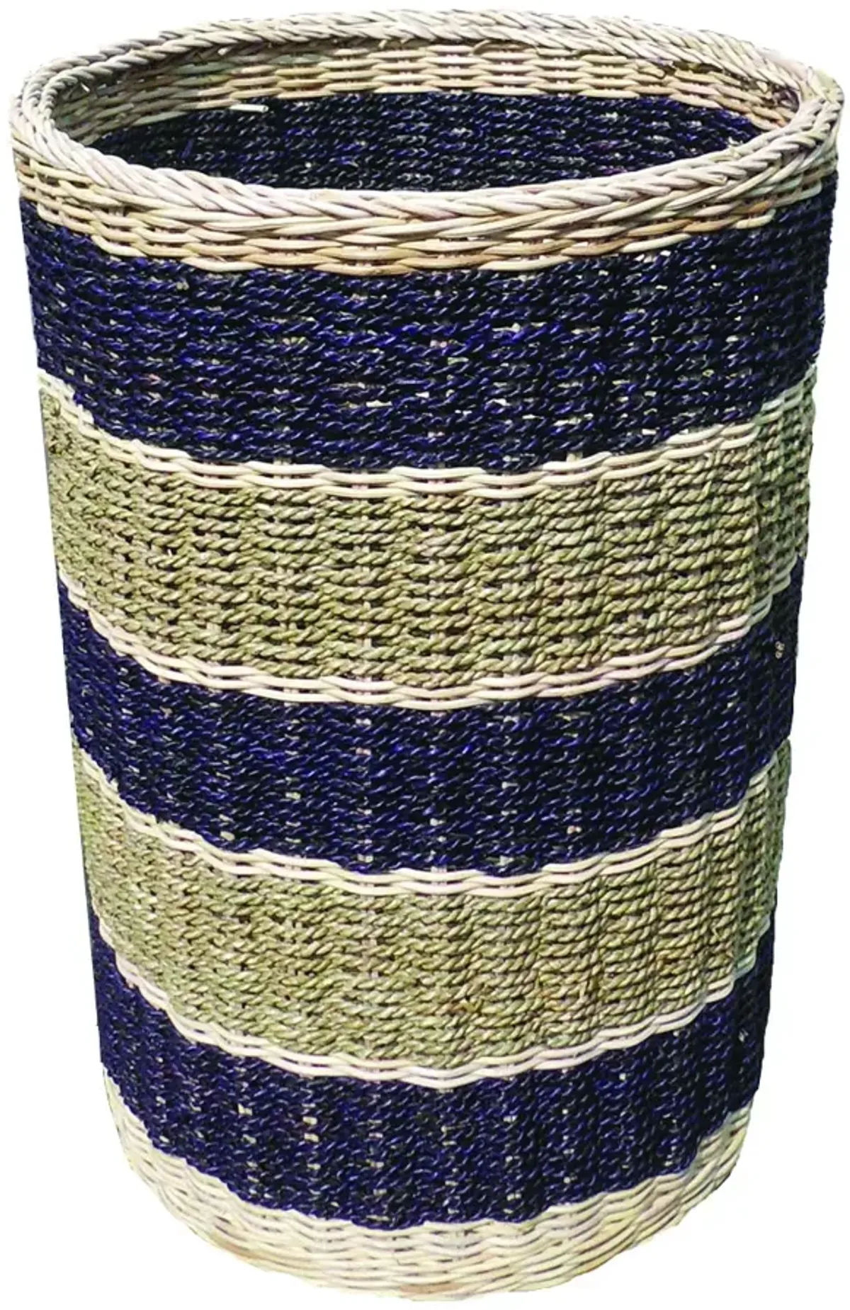 Abaca Stripe Round Tall Basket