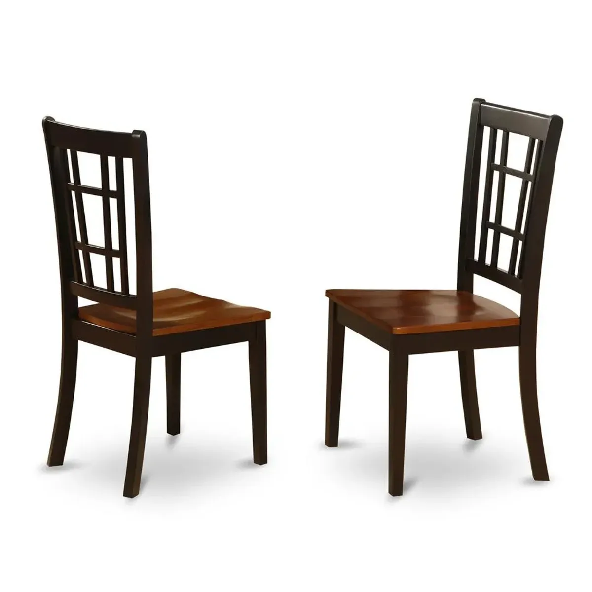 East West Furniture Nicoli  Dining  Chair  with  Wood  Seat  in  Black  &  Cherry  finish,  Set  of  2