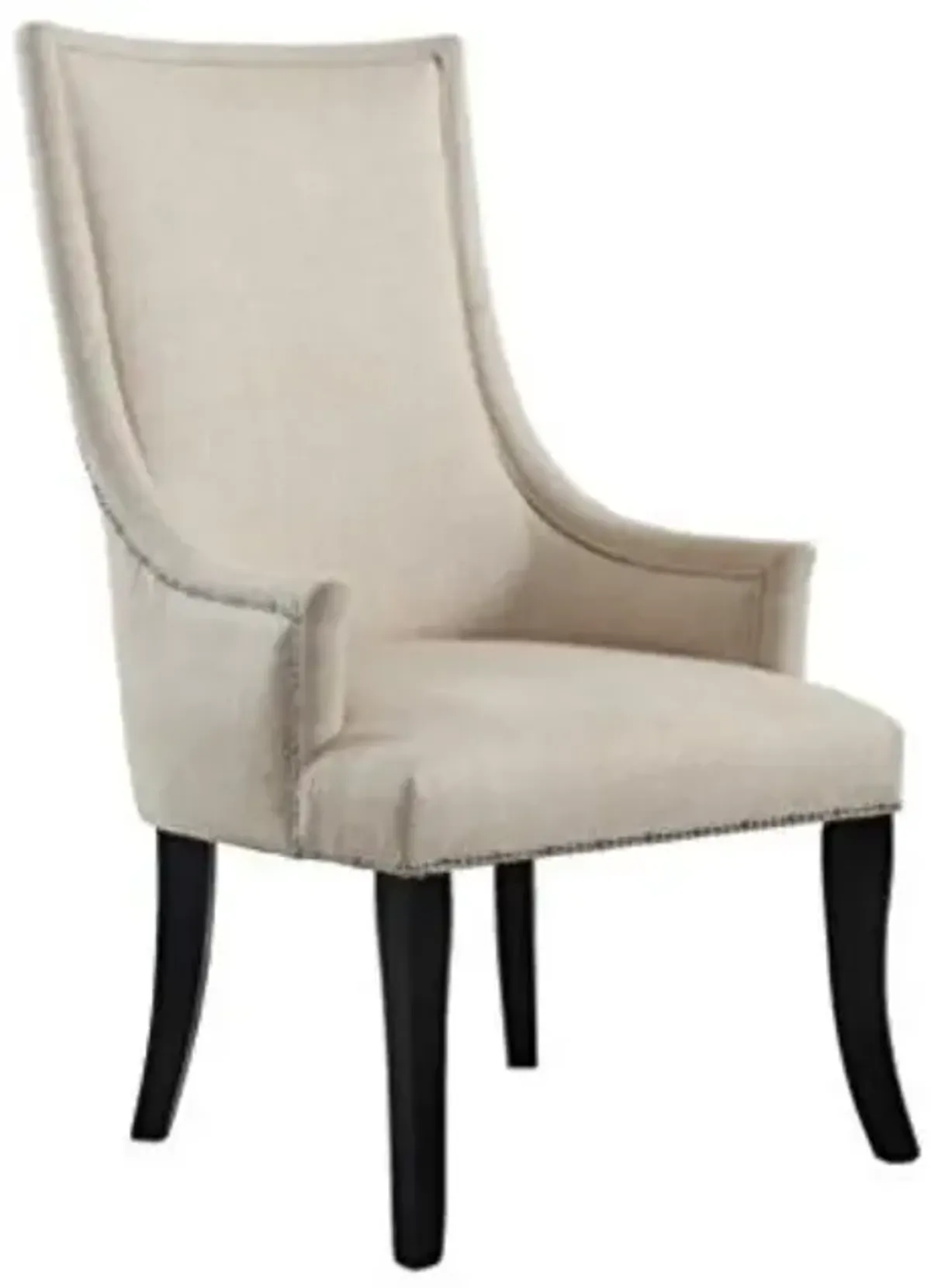 Best Master Melville Fabric Upholstered Accent Chair in Natural/Silver Nail Head