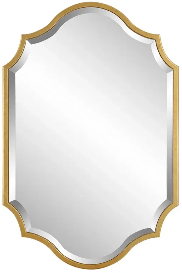 27 x 41 Modern Beveled Mirror in Classic Metal Frame, Gold Leaf Finish-Benzara