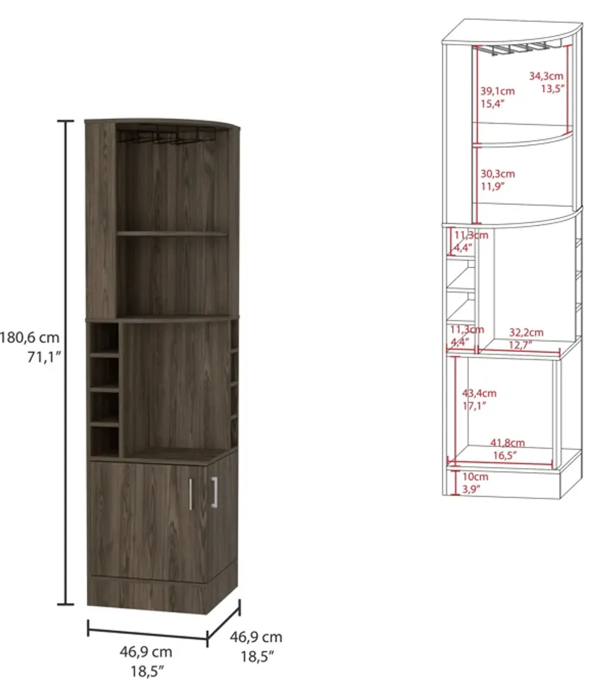 Bar Cabinet Papprika, Living Room, Dark Walnut