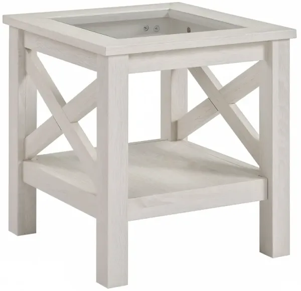 Cottage Style Living Room Media Console Table with Bottom Storage Shelf & X Bar