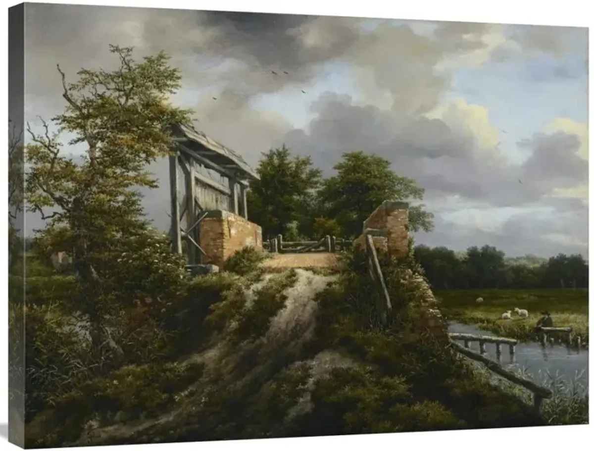 Bridge with a Sluice-Canvas Art-32x24