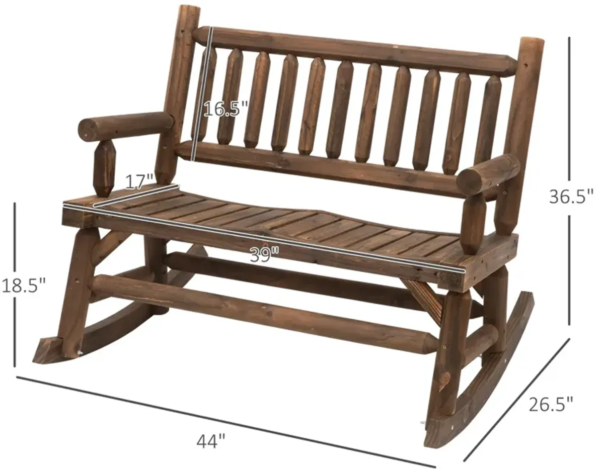 Walnut Backyard Duo: Sturdy Wooden Log Rocking Loveseat